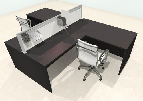 Two Person L Shape Modern Aluminum Organizer Divider Office Workstation Desk Set, #OT-SUL-SPS44